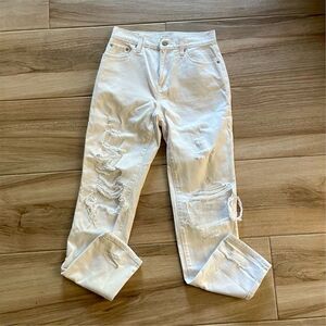 Pistola Women's Distressed High Rise Relaxed Jeans White Size 24